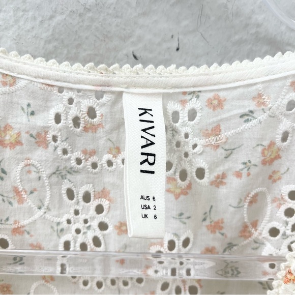 Kivari Lucie Mini Dress Floral Long Sleeve Eyelet Size US 2 - Picture 4 of 6